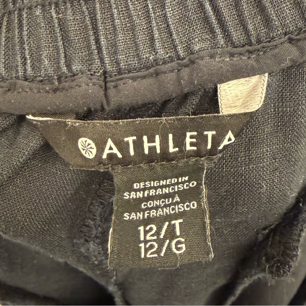 Athleta Playa Linen Wide Crop Pant Black Wide-Leg Cropped Pants size 12 Tall 12T - Picture 13 of 15